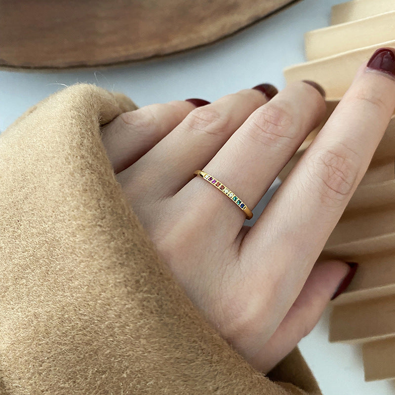 Exquisite Zircon and Diamond Titanium Steel Ring for Women