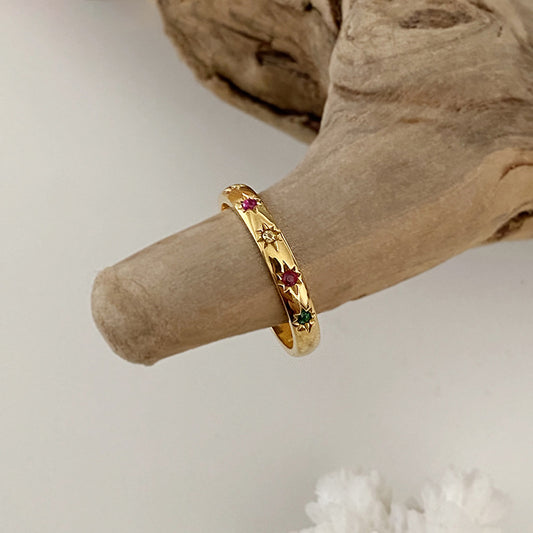 Exquisite Zircon and Diamond Titanium Steel Ring for Women